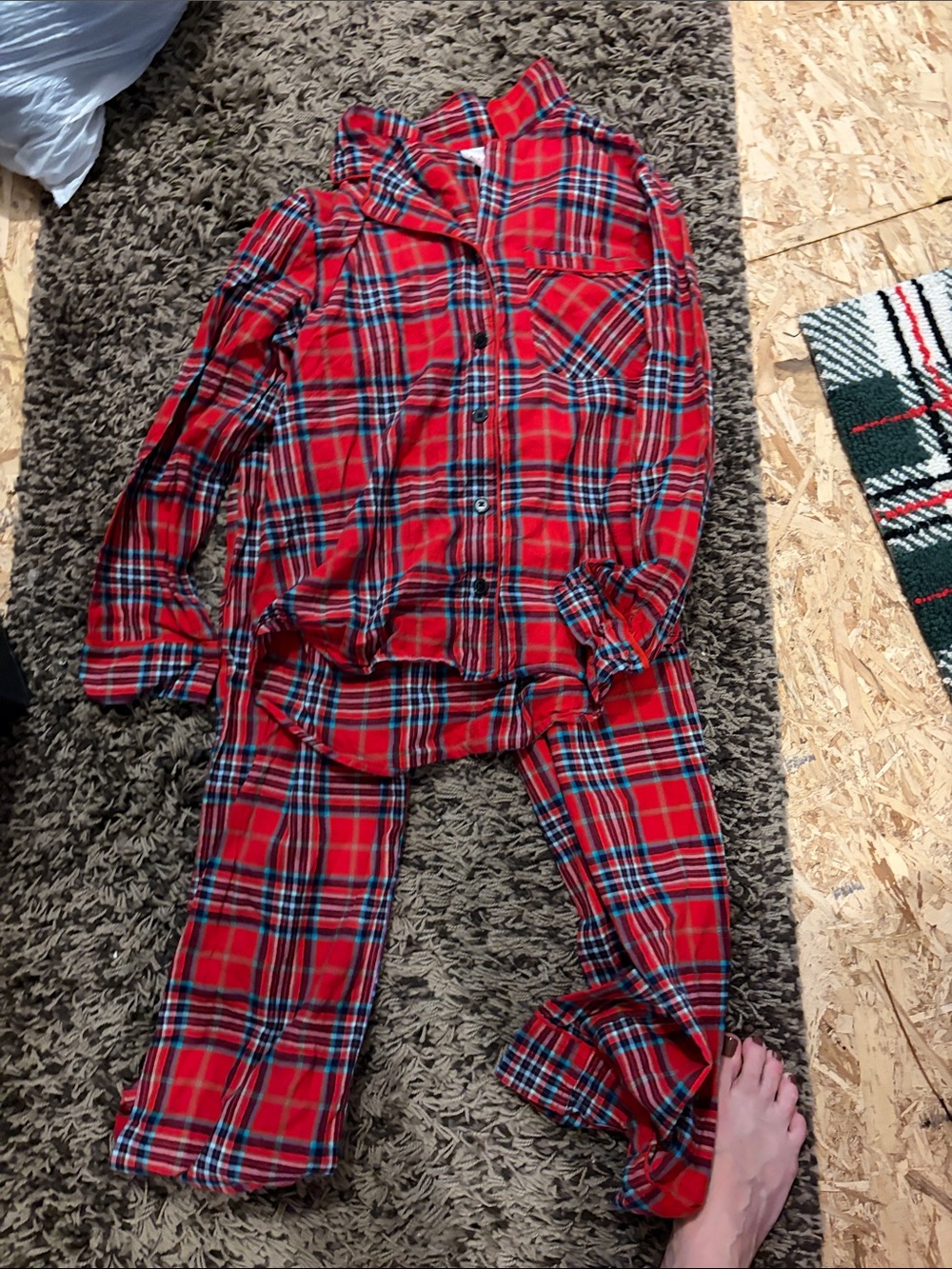 Wondershop Red Plaid Kids Pajama Set - Button-Up Top & Pants